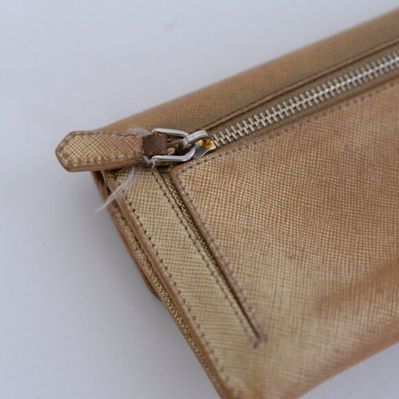 Prada Gold Saffiano Leather Pushlock Flap Wallet - Picture 8 of 14